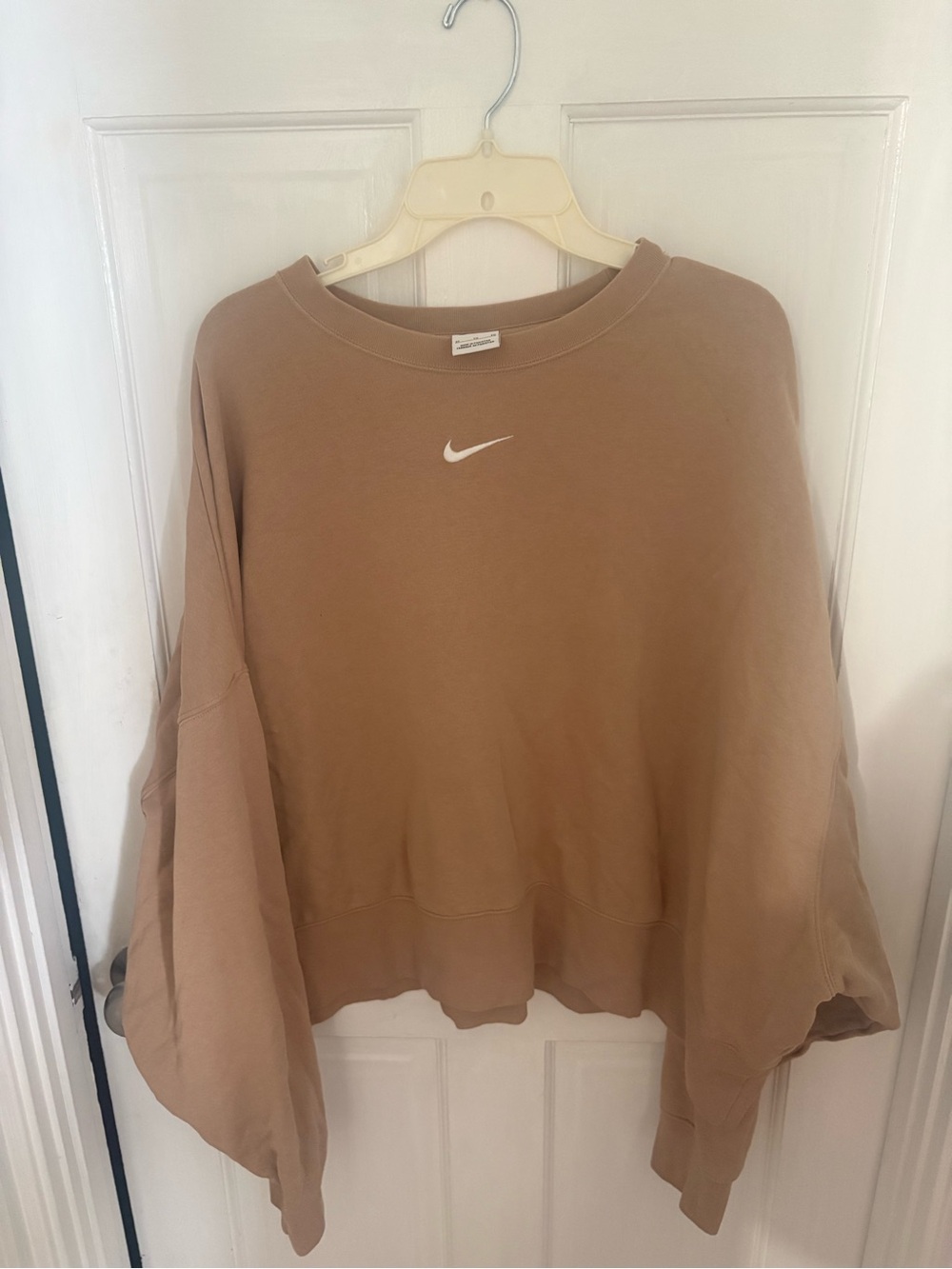 Nike Women’s Tan Crewneck Sweatshirt with White Swoosh